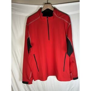 FootJoy Red Black 1/4 Zip Windbreaker Gorpcore Country Club Golf Jacket Men's L